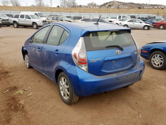 JTDKDTB37E1070425 - 2014 TOYOTA PRIUS C BLUE photo 3