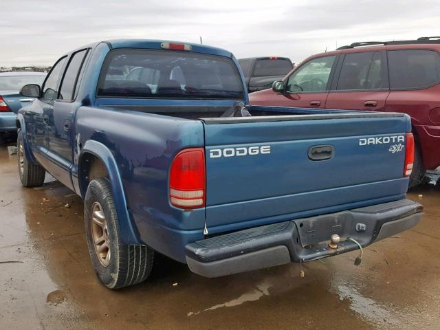 1D7HL38XX3S362106 - 2003 DODGE DAKOTA QUA BLUE photo 3