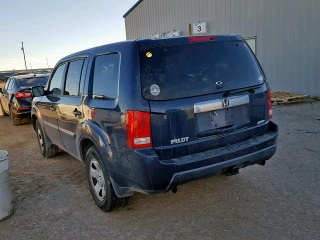 5FNYF4H26BB039226 - 2011 HONDA PILOT LX BLUE photo 3