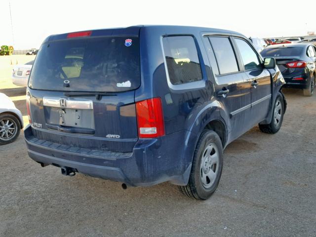 5FNYF4H26BB039226 - 2011 HONDA PILOT LX BLUE photo 4