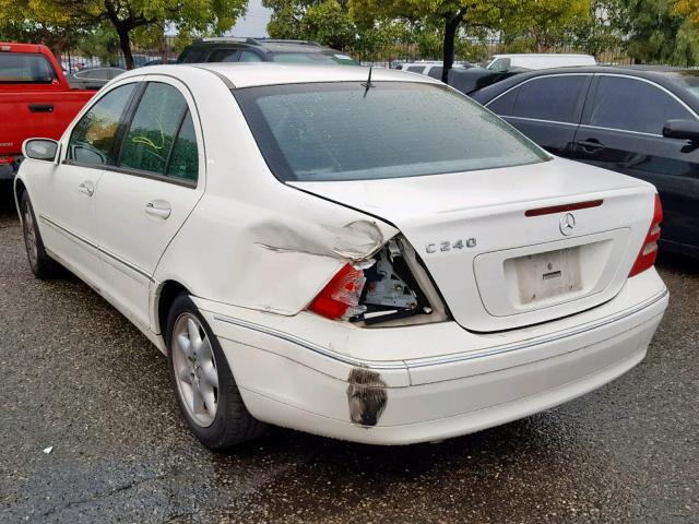 WDBRF61J83F301289 - 2003 MERCEDES-BENZ C 240 WHITE photo 3