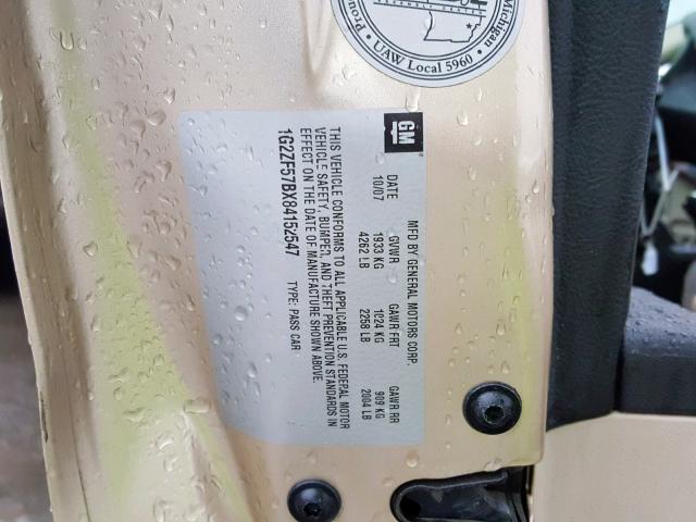 1G2ZF57BX84152547 - 2008 PONTIAC G6 VALUE L GOLD photo 10