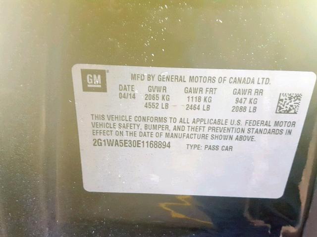 2G1WA5E30E1168894 - 2014 CHEVROLET IMPALA LIM BLACK photo 10