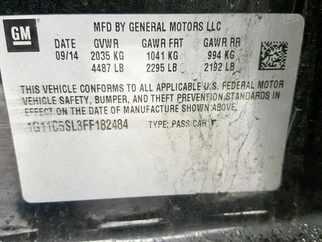 1G11C5SL3FF182484 - 2015 CHEVROLET MALIBU 1LT შავი ფოტო 10