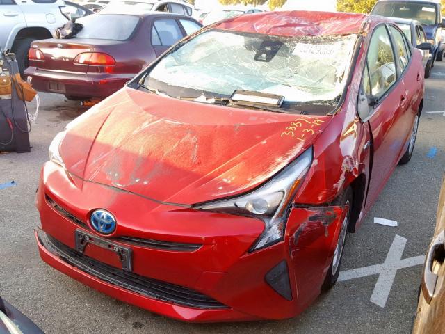 JTDKBRFU8H3546640 - 2017 TOYOTA PRIUS RED photo 2