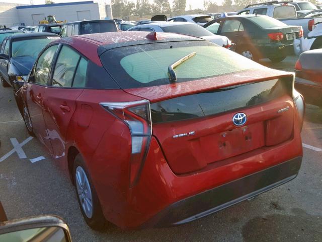 JTDKBRFU8H3546640 - 2017 TOYOTA PRIUS RED photo 3