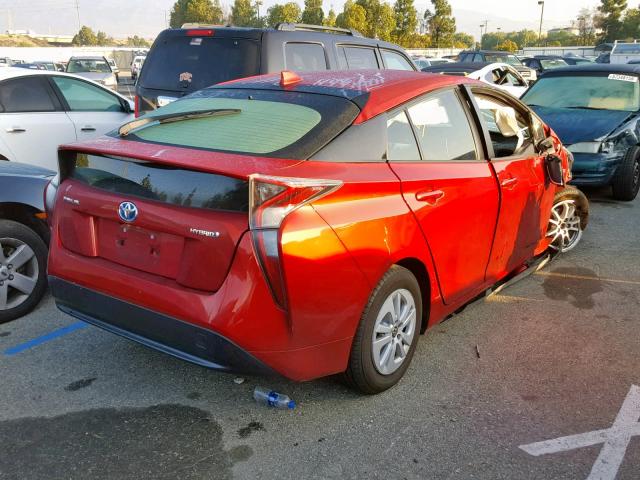 JTDKBRFU8H3546640 - 2017 TOYOTA PRIUS RED photo 4