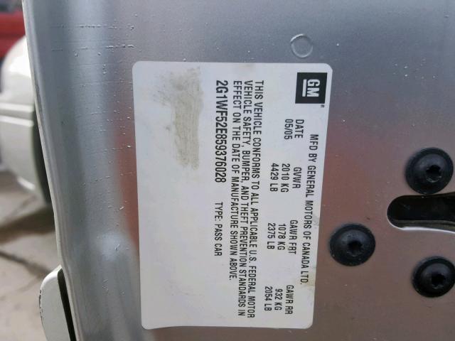 2G1WF52E859376028 - 2005 CHEVROLET IMPALA Gümüş foto 10