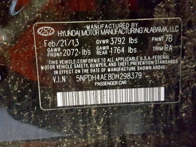 5NPDH4AE8DH298379 - 2013 HYUNDAI ELANTRA GL შავი ფოტო 10