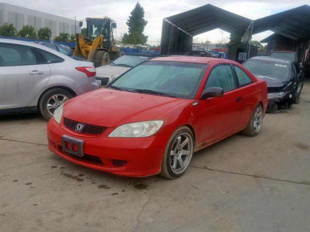 1HGEM22165L042160 - 2005 HONDA CIVIC DX V RED photo 2