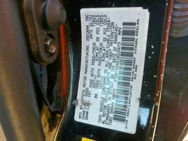 5TDBT48A21S015473 - 2001 TOYOTA SEQUOIA LI BLACK photo 10