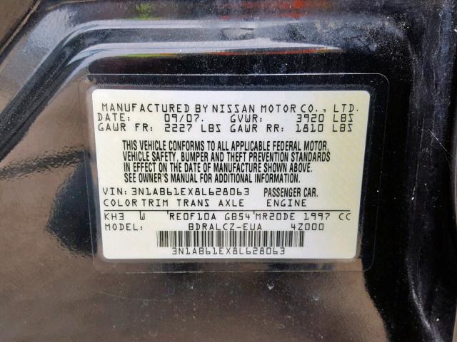 3N1AB61EX8L628063 - 2008 NISSAN SENTRA 2.0 BLACK photo 10