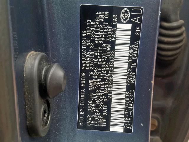 2T1BURHE2EC054785 - 2014 TOYOTA COROLLA L Mavi foto 10