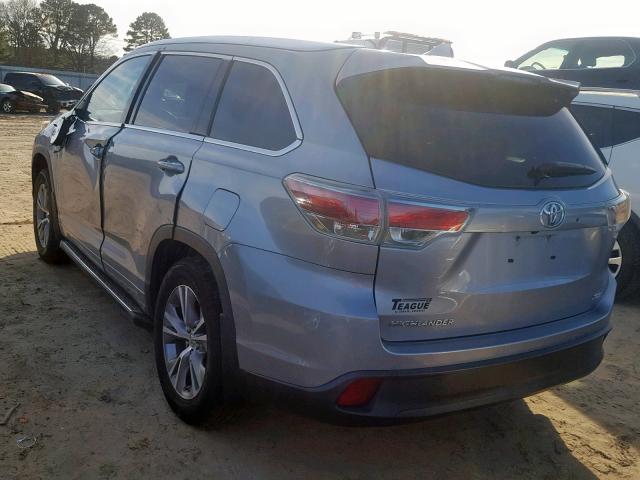 5TDKKRFH7ES031691 - 2014 TOYOTA HIGHLANDER SILVER photo 3