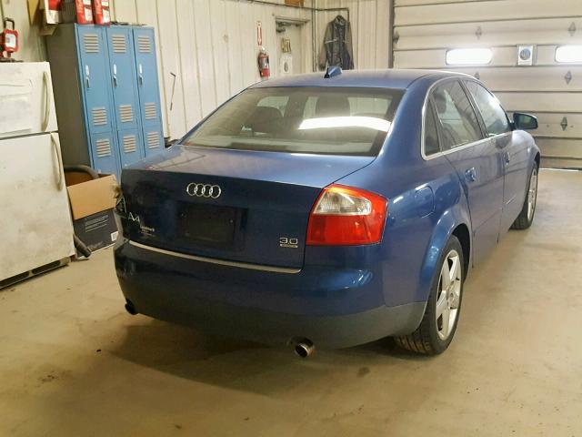 WAULT68E74A100584 - 2004 AUDI A4 3.0 QUA BLUE photo 4