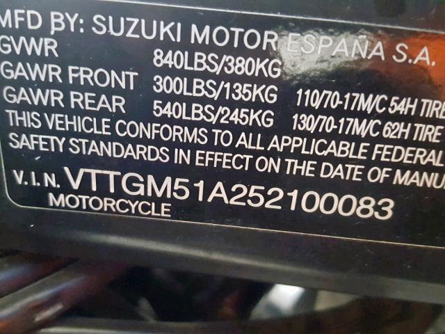 VTTGM51A252100083 - 2005 SUZUKI GS500 FK BLACK photo 10