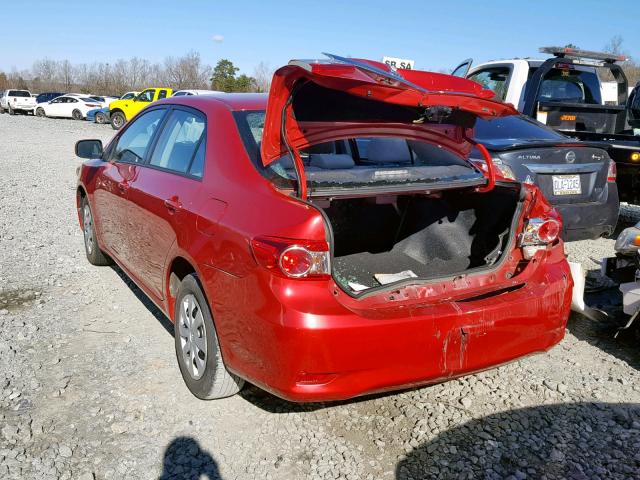 2T1BU4EE2BC632449 - 2011 TOYOTA COROLLA BA RED photo 3