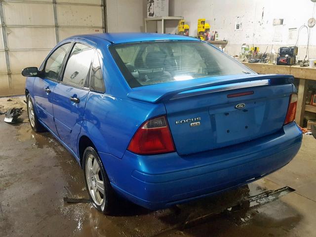 1FAHP34N37W364075 - 2007 FORD FOCUS ZX4 BLUE photo 3