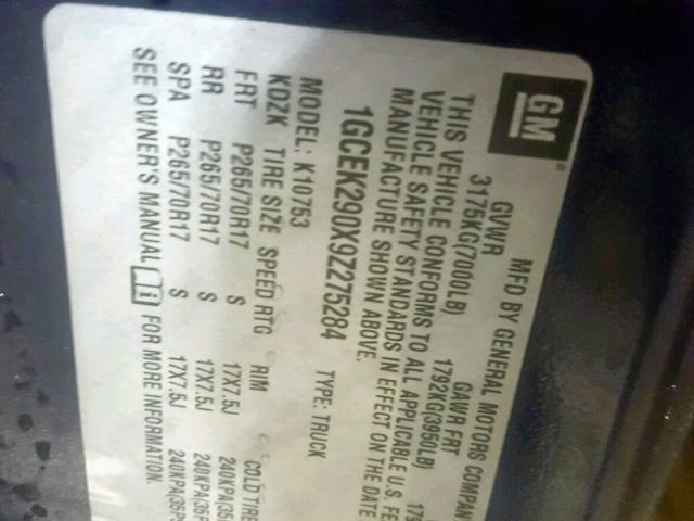 1GCEK290X9Z275284 - 2009 CHEVROLET SILVERADO BLUE photo 10