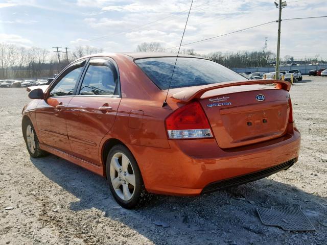 KNAFE121375009728 - 2007 KIA SPECTRA EX ORANGE photo 3