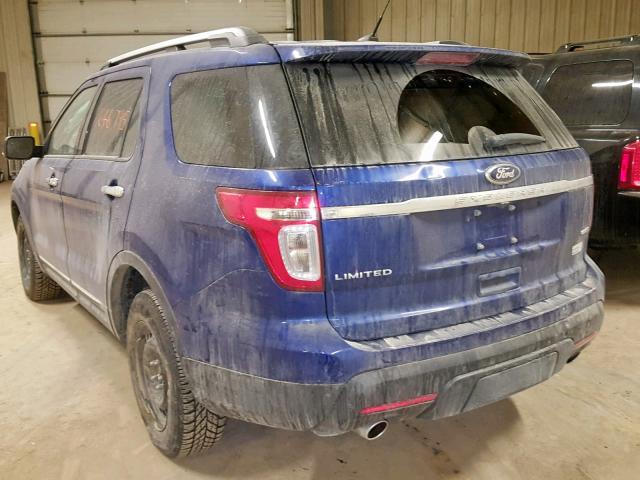 1FM5K8F89EGA24187 - 2014 FORD EXPLORER L BLUE photo 3