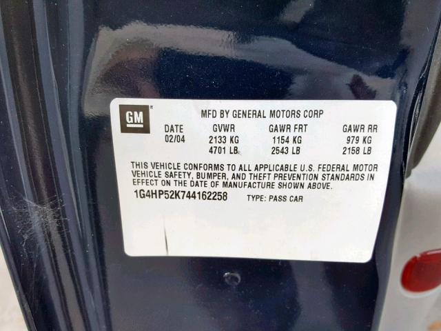 1G4HP52K744162258 - 2004 BUICK LESABRE CU BLUE photo 10