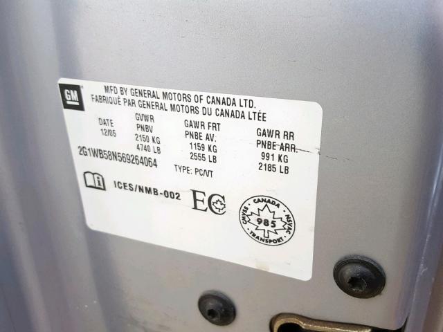 2G1WB58N569264064 - 2006 CHEVROLET IMPALA LS 银色 照片 10