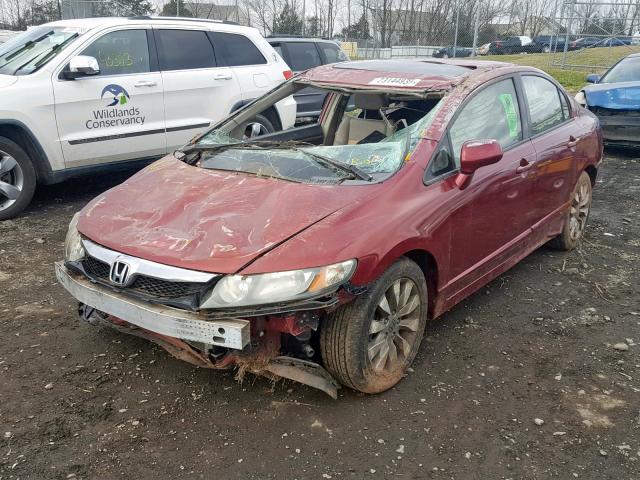 2HGFA16959H343433 - 2009 HONDA CIVIC EXL RED photo 2