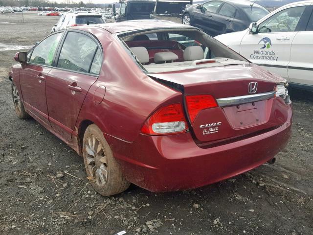 2HGFA16959H343433 - 2009 HONDA CIVIC EXL RED photo 3