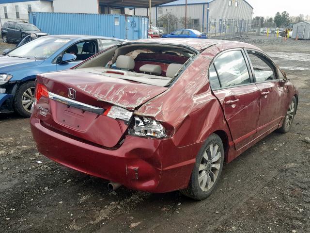 2HGFA16959H343433 - 2009 HONDA CIVIC EXL RED photo 4