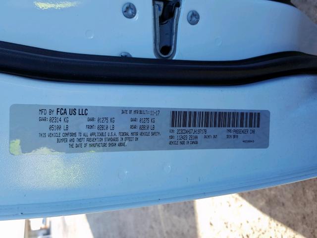 2C3CDXHG7JH197178 - 2018 DODGE CHARGER SX WHITE photo 10