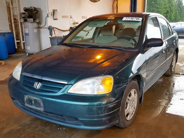 2HGES16122H566814 - 2002 HONDA CIVIC DX GREEN photo 2