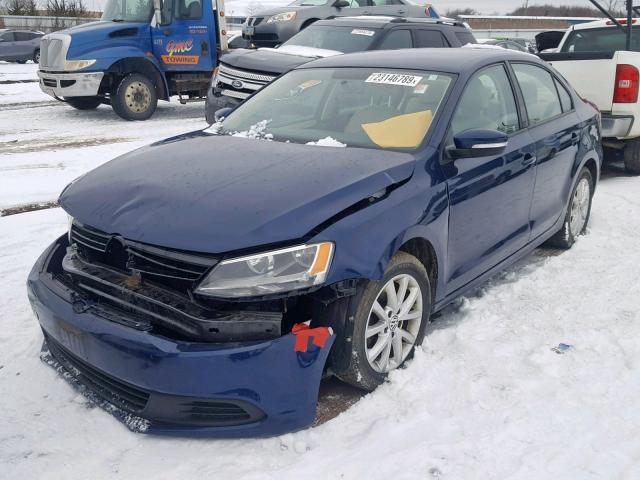 3VWDZ7AJ9BM110453 - 2011 VOLKSWAGEN JETTA SE BLUE photo 2