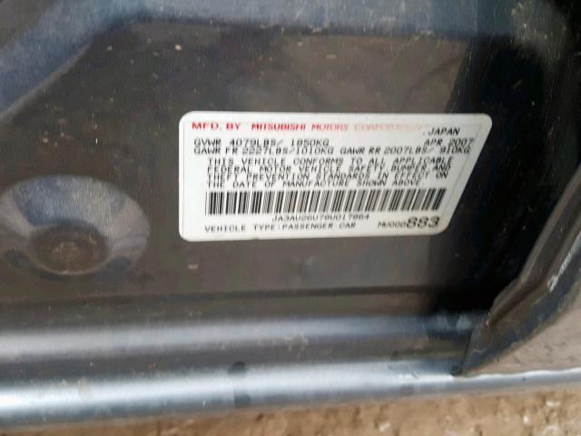 JA3AU26U78U017864 - 2008 MITSUBISHI LANCER ES SILVER photo 10