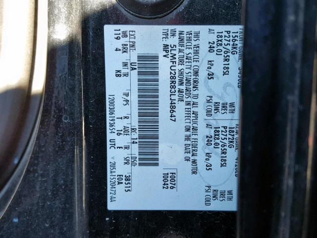 5LMFU28R83LJ48647 - 2003 LINCOLN NAVIGATOR BLACK photo 10