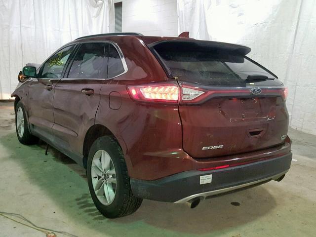 2FMTK4J97FBB90281 - 2015 FORD EDGE SEL BURGUNDY photo 3