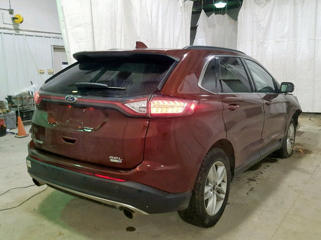 2FMTK4J97FBB90281 - 2015 FORD EDGE SEL BURGUNDY photo 4