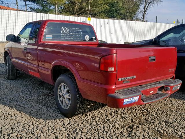 1GTDT19W728246246 - 2002 GMC SONOMA BURGUNDY photo 3