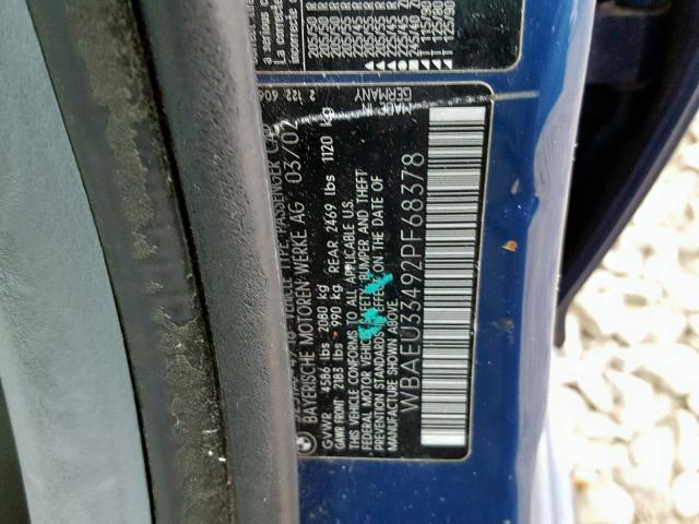 WBAEU33492PF68378 - 2002 BMW 325 XI BLUE photo 10