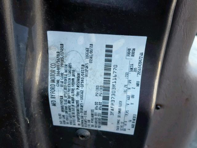 3FAFP37303R116770 - 2003 FORD FOCUS ZX5 GRAY photo 10
