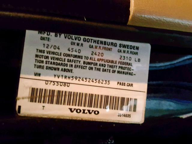 YV1RH592452456235 - 2005 VOLVO S60 2.5T BLUE photo 10