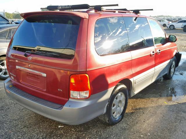 KNDUP131426256701 - 2002 KIA SEDONA EX RED photo 4