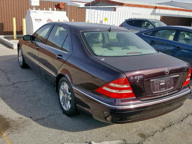 WDBNG70JXYA117298 - 2000 MERCEDES-BENZ S 430 BURGUNDY photo 3