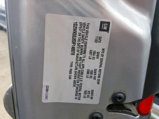 1G2WK52J63F148876 - 2003 PONTIAC GRAND PRIX 银色 照片 10