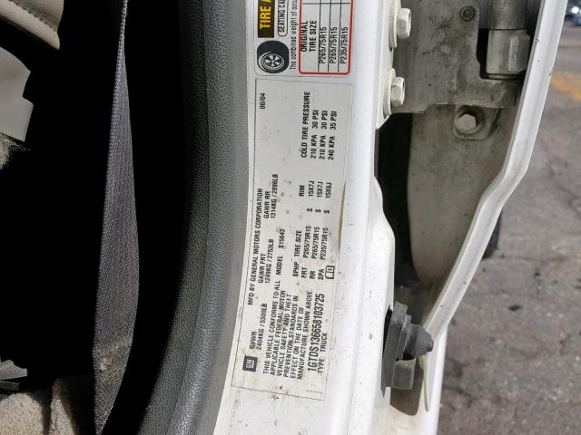 1GTDS136658103725 - 2005 GMC CANYON WHITE photo 10