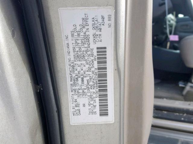 5TDBT48A04S230810 - 2004 TOYOTA SEQUOIA LI GRAY photo 10