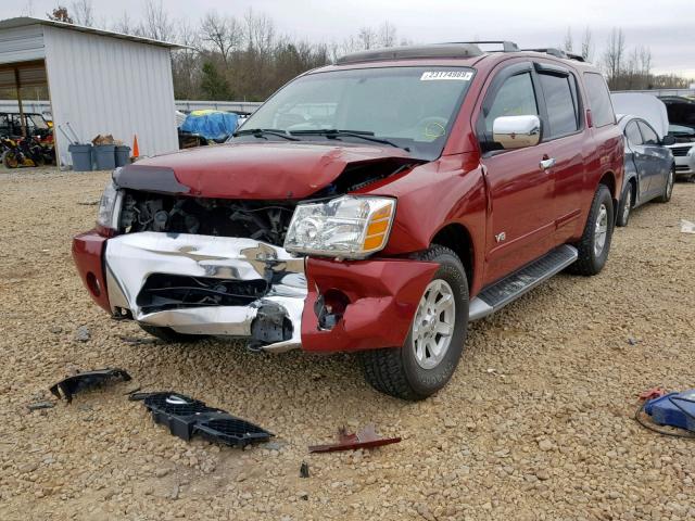 5N1AA08B15N730402 - 2005 NISSAN ARMADA SE RED photo 2