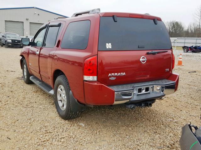 5N1AA08B15N730402 - 2005 NISSAN ARMADA SE RED photo 3