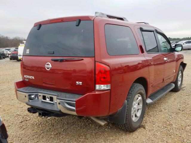 5N1AA08B15N730402 - 2005 NISSAN ARMADA SE RED photo 4