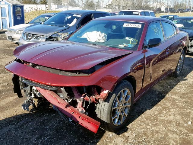 2C3CDXJG0HH644938 - 2017 DODGE CHARGER SX MAROON photo 2